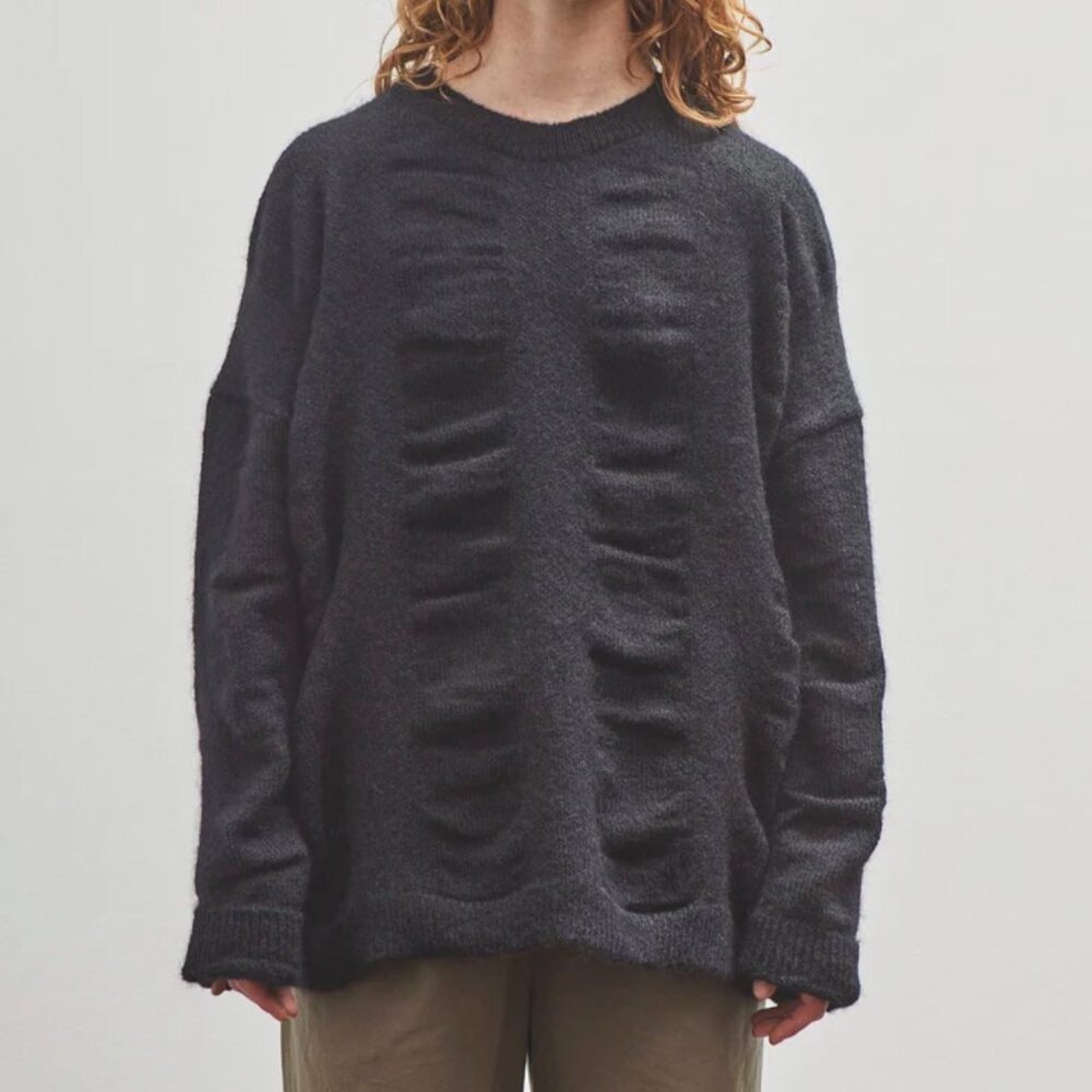 Black Crane Waterfall Sweater, Black, Medium